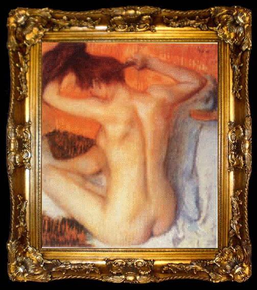 framed  Edgar Degas Woman Combing her Hair_d, ta009-2